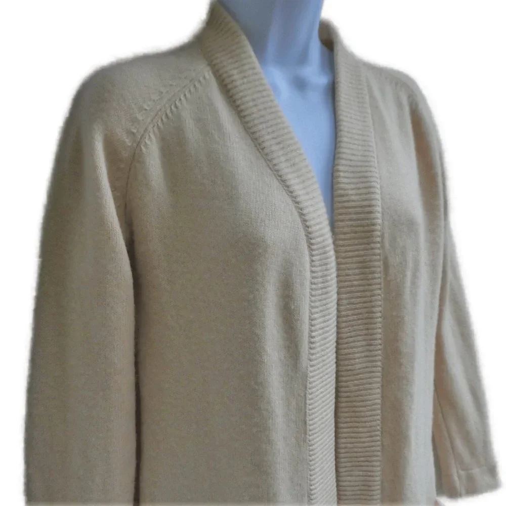 Cashmere Vintage USA 60s Jack Kobren Open Front Cardigan Belted Beige Pockets